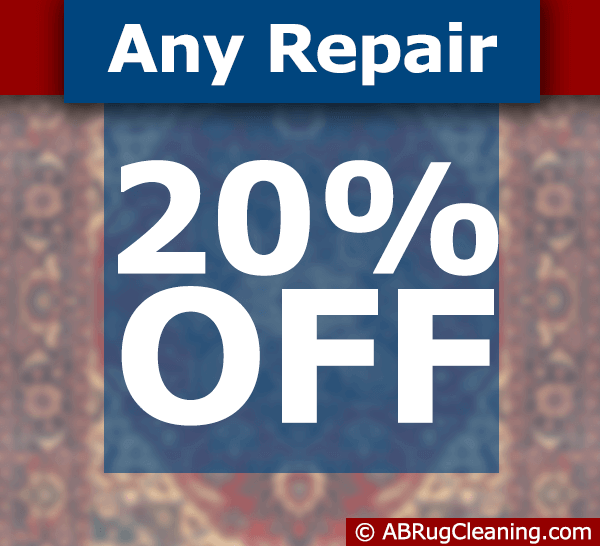Get 20 percent off with any are rug repair